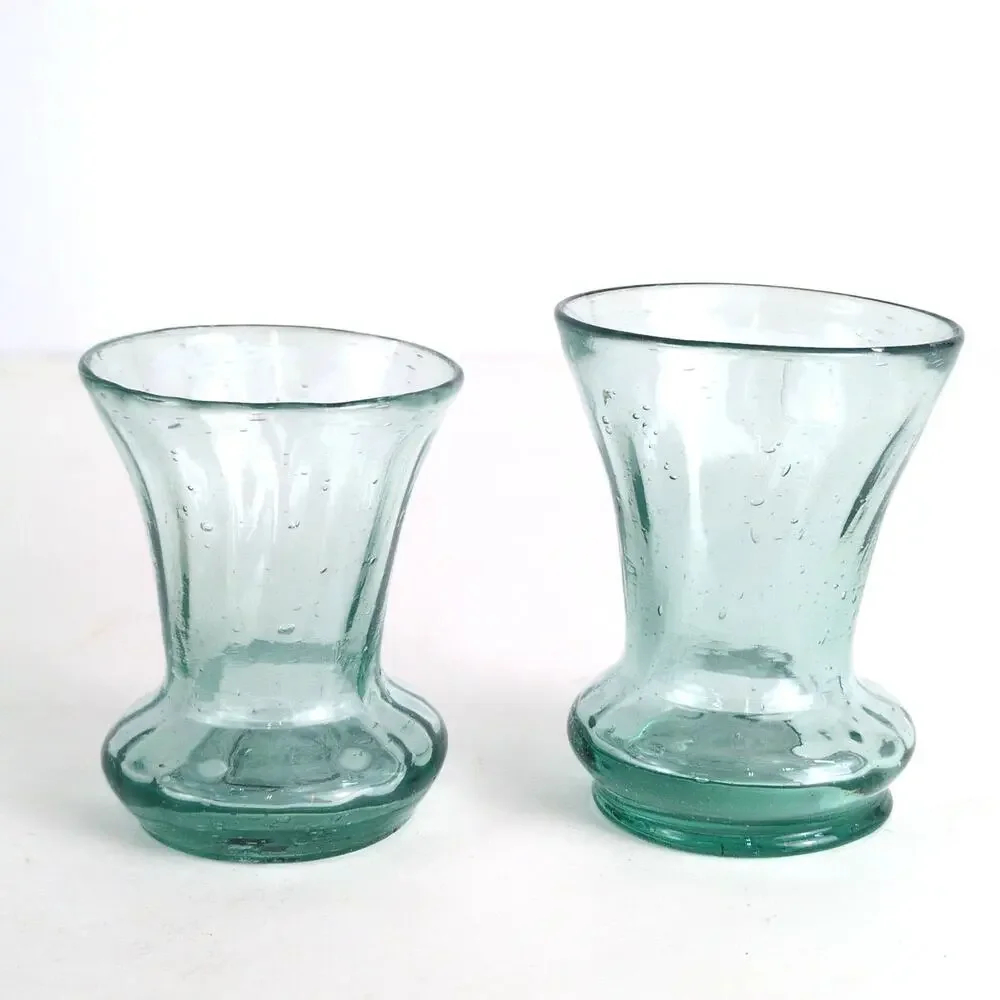 Pair of Blown Art‎ Glass Swirl Aqua Blue 3